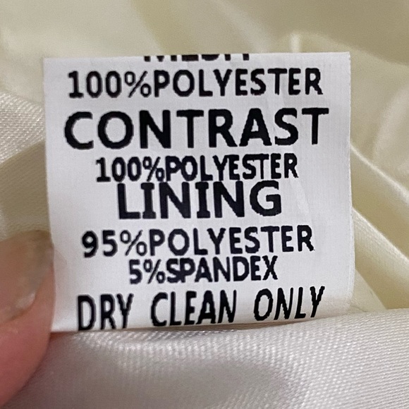 A. Drea sz S Off-White with Black Trim Strapless Tulle Dress with Lace Accents - Picture 8 of 8